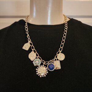 Gold-toned chunky charm necklace